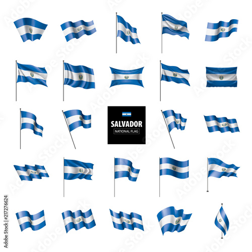 Salvador flag, vector illustration on a white background