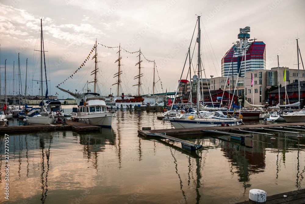 Evening twilight in the port