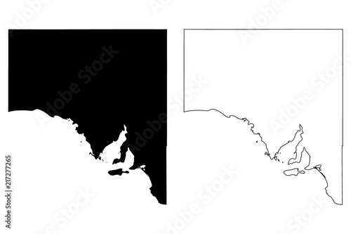 South Australia (Australian states and territories, SA) map vector illustration, scribble sketch South Australia map