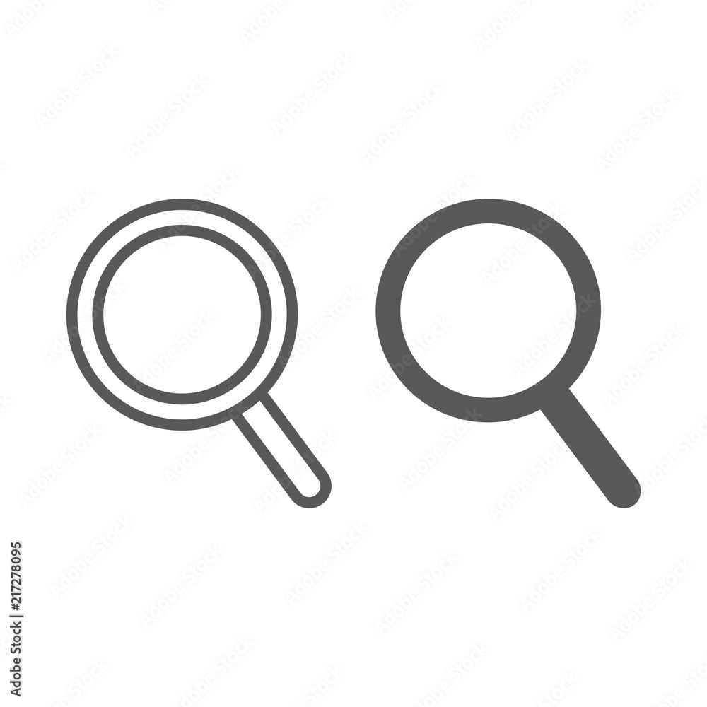 Zoom line and glyph icon, tools and design, magnifier sign, vector graphics, a linear pattern on a white background, eps 10. Zoom line and glyph icon, tools and design, magnifier sign, vector graphics, a linear pattern on a white background, eps 10.