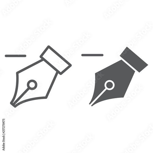 Delete anchor thin line and glyph icon, tools and design, pen sign, vector graphics, a linear pattern on a white background, eps 10.