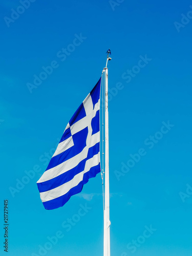 A Greek flag in Athens