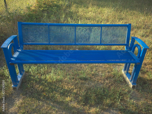 blue bench in the park
