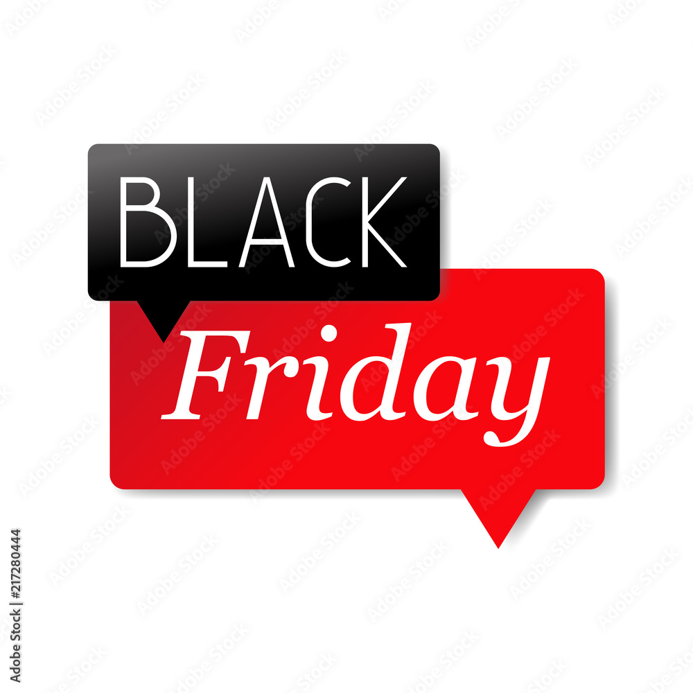 Icono plano BLACK Friday en burbujas color negro y rojo con sombras Icono plano BLACK Friday en burbujas color negro y rojo con sombras