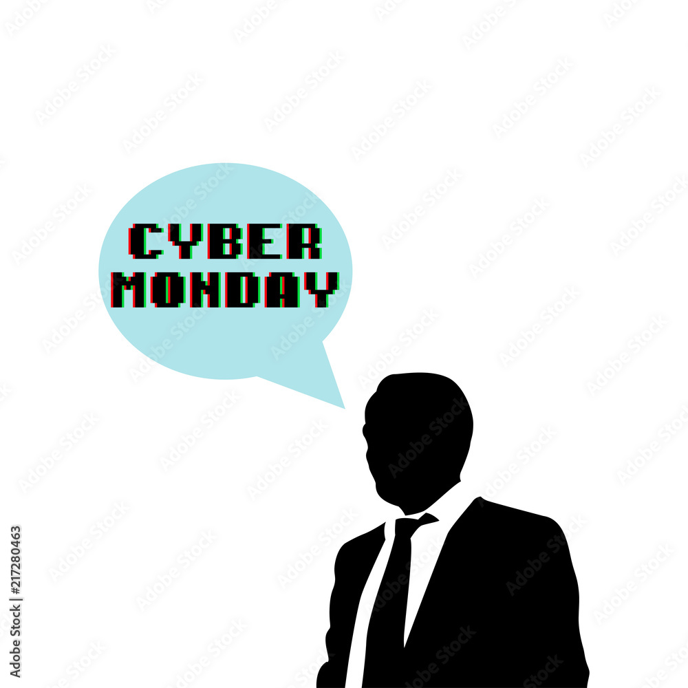 Icono plano CYBER MONDAY color en burbuja en azul y fondo blanco