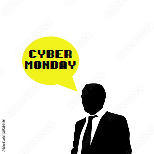 icono plano CYBER MONDAY color en burbuja en amarillo y fondo blanco