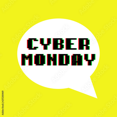 Icono plano CYBER MONDAY color en burbuja en blanco y fondo amarillo