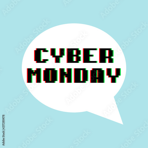 Icono plano CYBER MONDAY color en burbuja en blanco y fondo azul