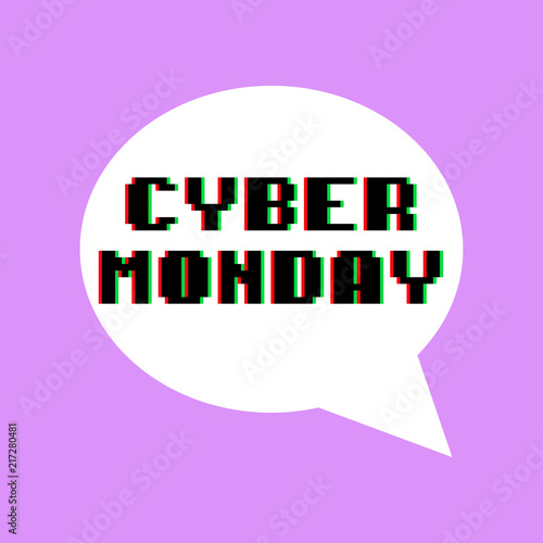 Icono plano CYBER MONDAY color en burbuja en blanco y fondo violeta