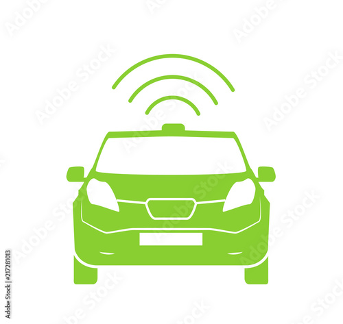 Wireless car charging station symbol. Electric car charging icon isolated. Electric Vehicle Green electric car charging point icon vector. Renewable eco technologies. Vector illustration
