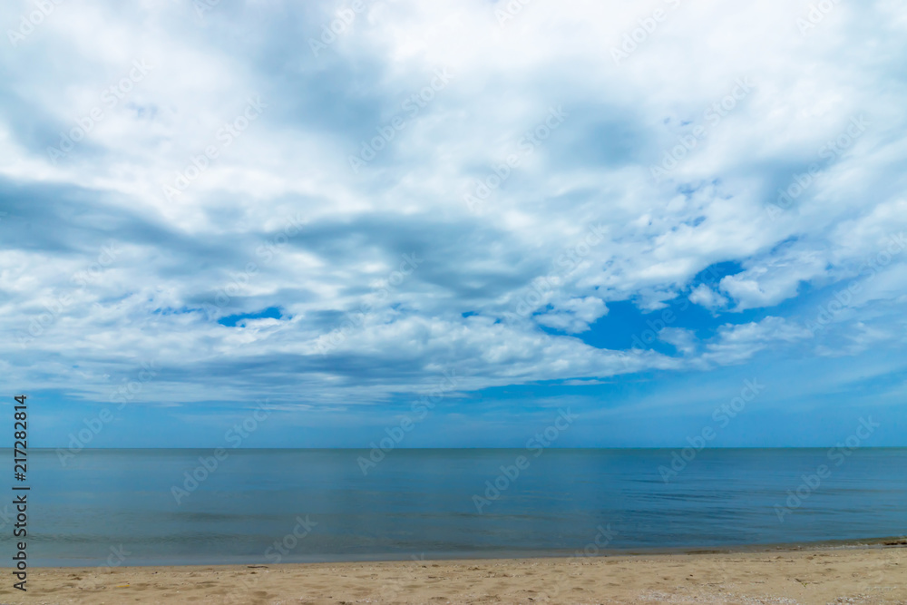 On the beach with blue sky