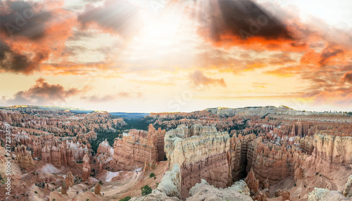 Bryce Canyon National Park landscape, panoramic view on a summer day