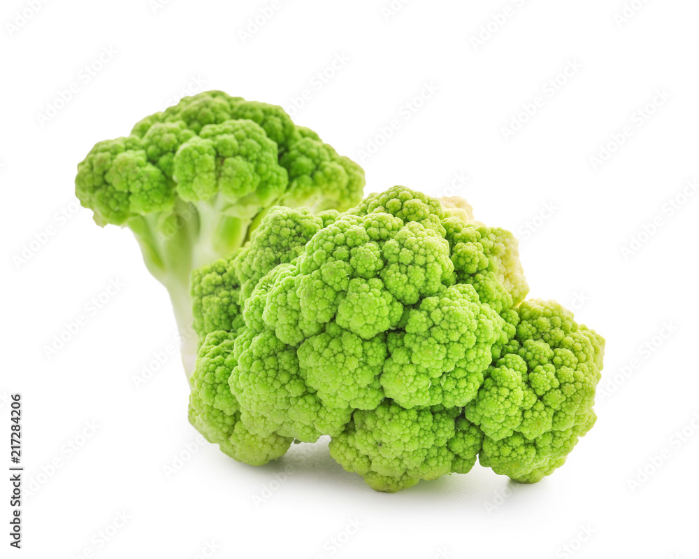 Green cauliflower on white background Green cauliflower on white background