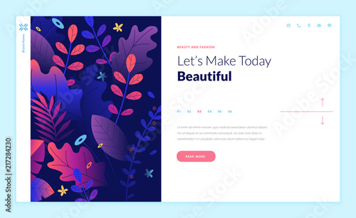 Web page design template for beauty, spa, wellness, natural products, cosmetics, body care, healthy life. Modern flat design vector illustration concept for website and mobile website development. 