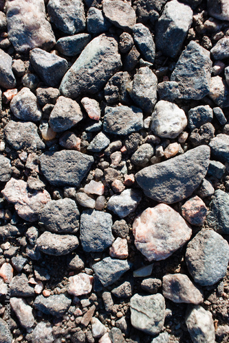 Crushed stone on the road