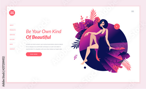 Web page design template for beauty, spa, wellness, natural products, cosmetics, body care, healthy life. Modern flat design vector illustration concept for website and mobile website development. 