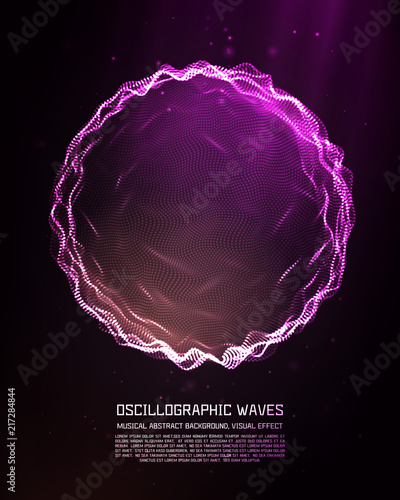 Abstract deformed sphere of luminous points in space. Vector illustration