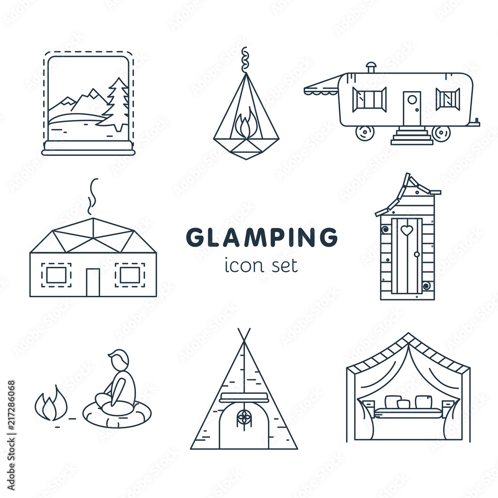 Glamping icon set for your project