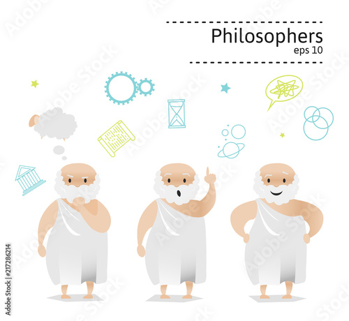 Set of 3 philosophers. Vector illustration