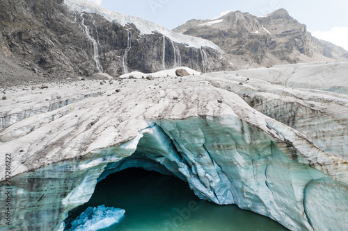 Glacier in Valtellina, melting glaciers in the Italian Alps. Glacier of Fellaria in Valmalenco photo