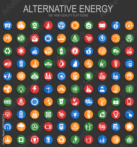 Alternative energy icons set