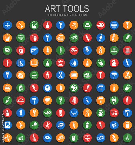 Art tools icons set