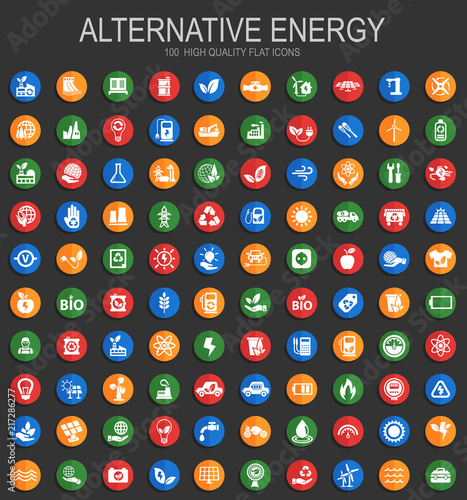 Alternative energy icons set