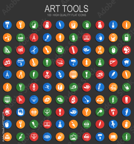 Art tools icons set