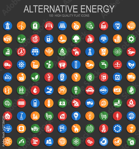 Alternative energy icons set