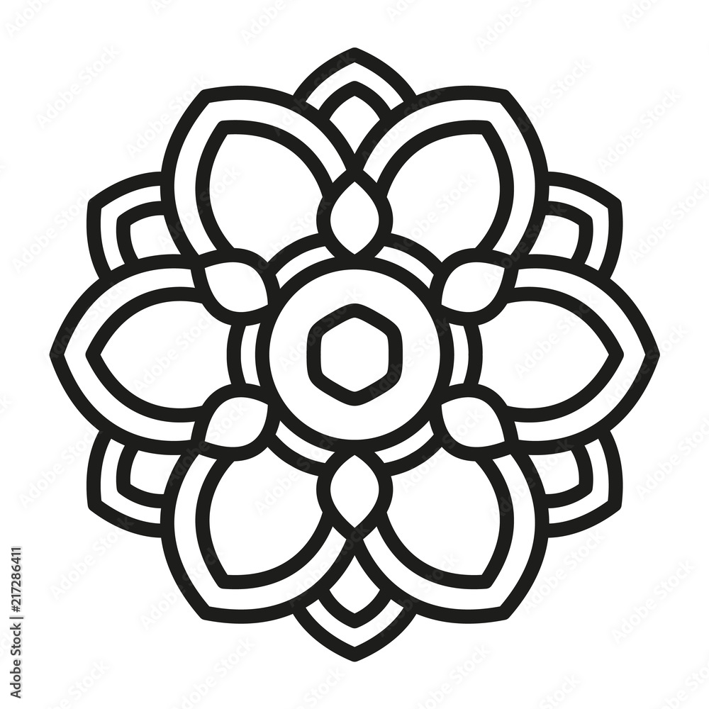 Simple Mandala Shape for Coloring. Vector Mandala. Floral. Flower