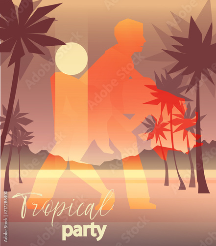 Photography Illustration of dancing pair on the beach