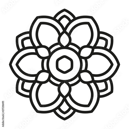 Simple Mandala Shape for Coloring. Vector Mandala. Floral. Flower. Oriental. Book Page. Outline.