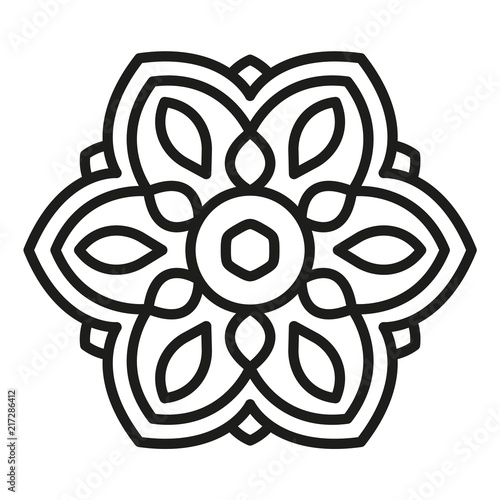 Simple Mandala Shape for Coloring. Vector Mandala. Floral. Flower. Oriental. Book Page. Outline.