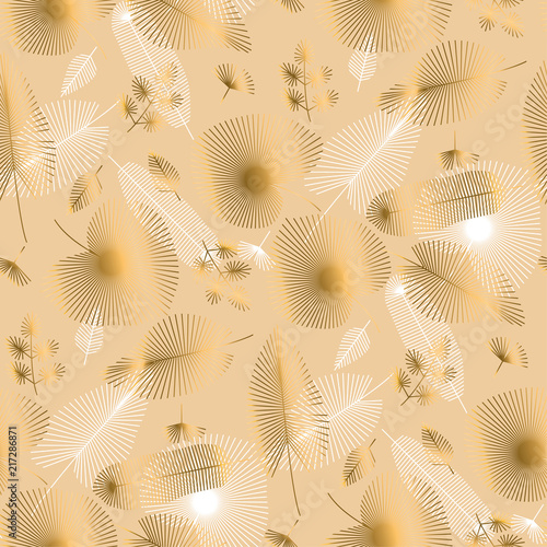 Ivory and beige tropical fo...