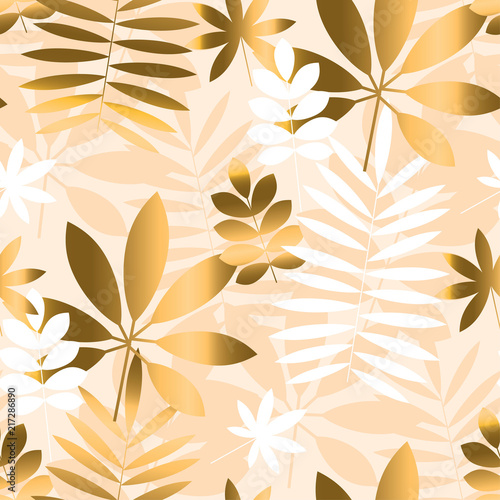 Ivory and beige tropical fo...