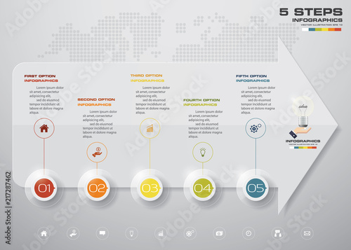 5 steps Infographics element arrow template chart for presentation.