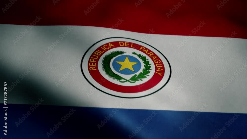 Flag of Paraguay, slow motion waving. Looping animation. Ideal for sport events, led screen, international competitions, motion graphics etc. Flag of Paraguay, slow motion waving. Looping animation. Ideal for sport events, led screen, international competitions, motion graphics etc.