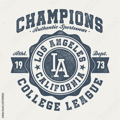 Los Angeles Champions - Vintage Tee Design For Printing 