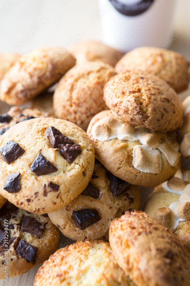 Closeup of assorted cookies