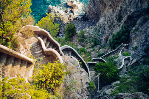 Φωτογραφία Amalfi Coastline. Stairs in the steep coast. Amalfi, Italy