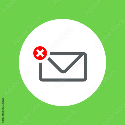 Outline envelope flat icon with prohibition sign. photo