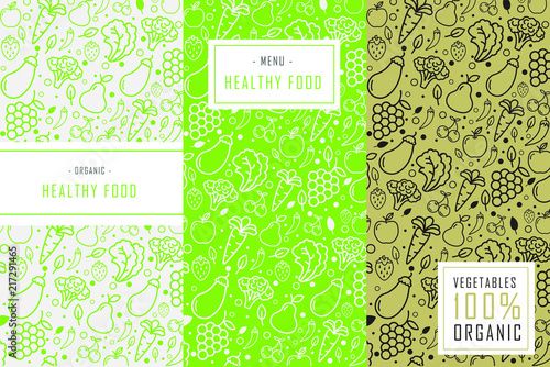 Organic healthy food pattern background vector illustration