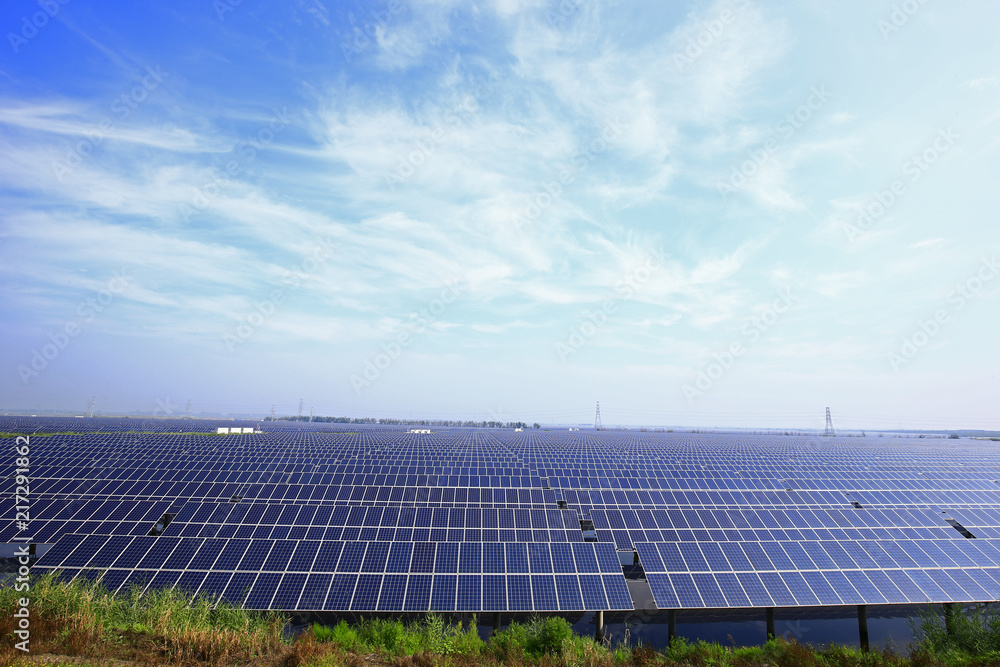 Solar panels on the water