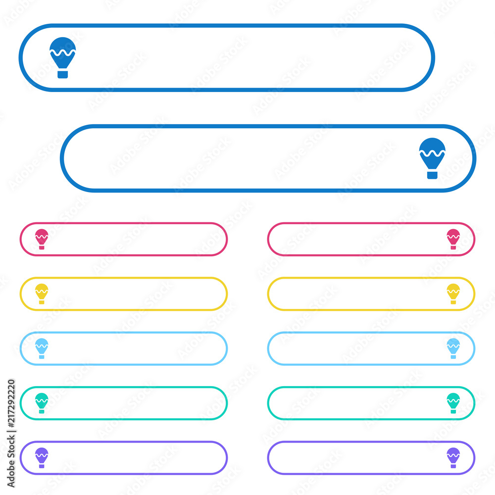 Air balloon icons in rounded color menu buttons Air balloon icons in rounded color menu buttons