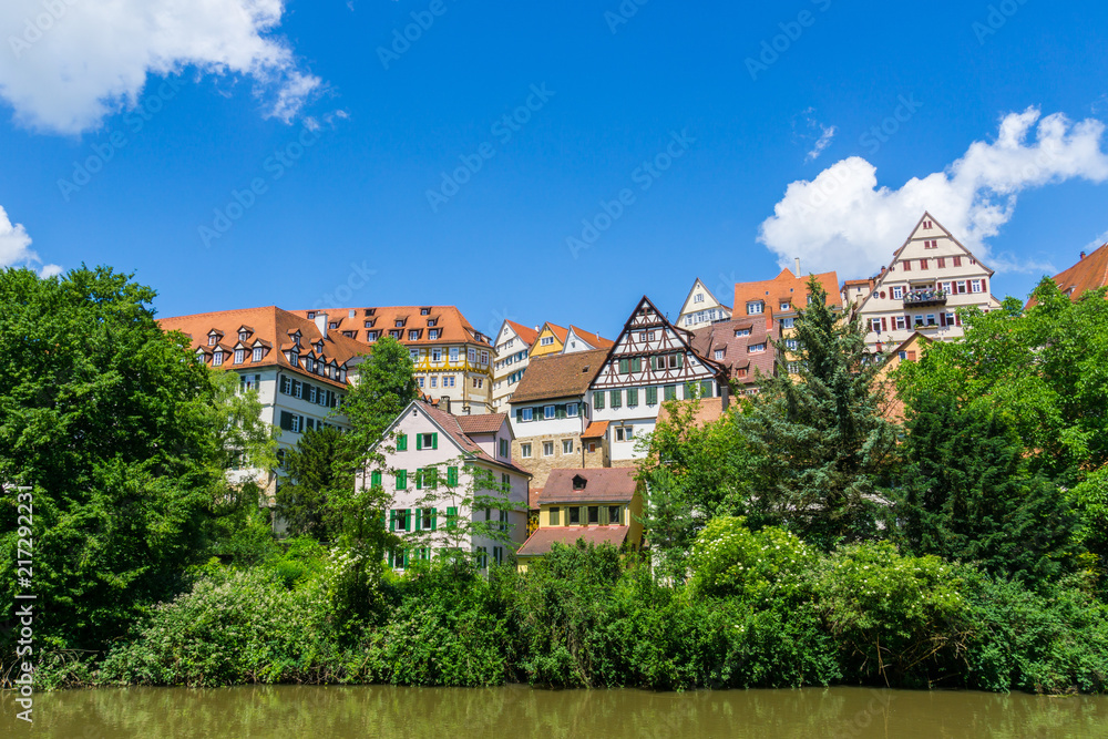 Germany, City view of historic swabian Tuebingen at river neckar