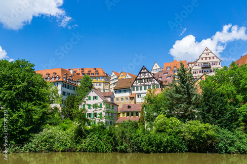 Germany, City view of historic swabian Tuebingen at river neckar