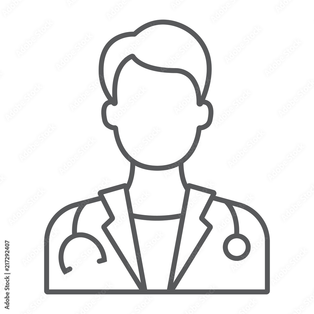 Doctor thin line icon, medicine and hospital, physician sign, vector graphics, a linear pattern on a white background, eps 10. Doctor thin line icon, medicine and hospital, physician sign, vector graphics, a linear pattern on a white background, eps 10.