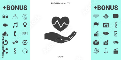 Hand holding heart. Medical icon