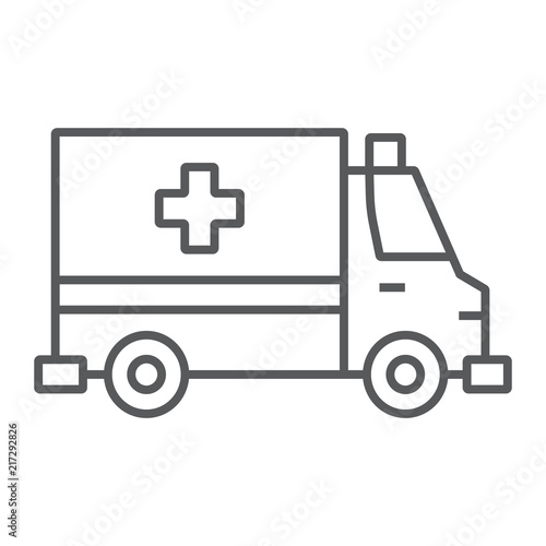 Wallpaper Mural Ambulance thin line icon, emergency and hospital, transport sign, vector graphics, a linear pattern on a white background, eps 10. Torontodigital.ca