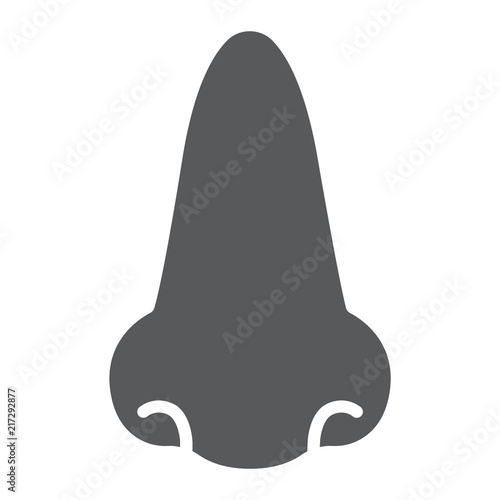 Nose glyph icon, anatomy and biology, rhinology sign, vector graphics, a solid pattern on a white background, eps 10.